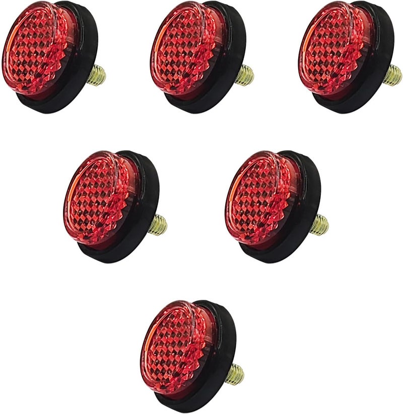 GolTHd 6PCS Mini Reflector with Screw Nut Type M5 Universal Screw Tag Bolt Round Reflective for Motorcycle Bicycle Bike - Red - Image 1